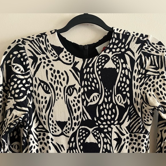 Rare FARM Rio B&W Midnight Leopards Jersey Dress Size Small - Picture 13 of 13